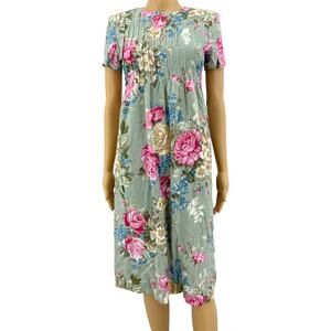 Vintage 90s Positive Attitude Floral Midi Dress Petite 4 Pleated Cottage